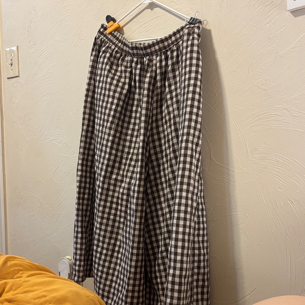 Wide Leg Gingham Coulotte Pants